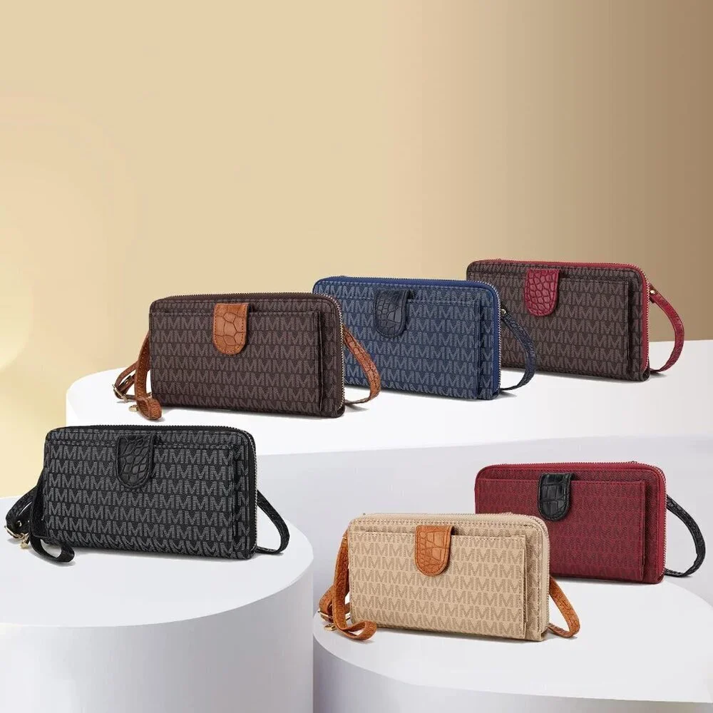Women's Vegan Leather Crossbody Phone Bag Wallet Purse Handbag